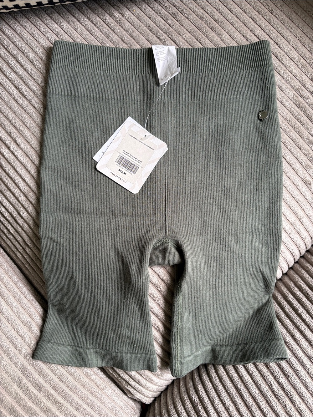 Fabletics Cloud Seamless High-Waisted Shorts in Sage Green